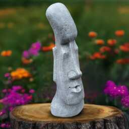 Concrete Moai Head Statue Stone Easter Island Sculpture Outdoor Polynesian Decor Cement Tiki Ornament Garden Yard Art Rapa Nui Inspired Gift - thumbnail 3
