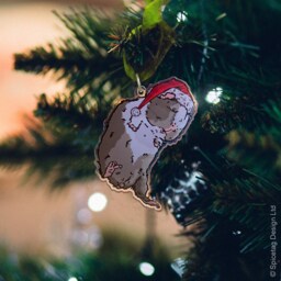 Cute Guinea Pig Acrylic Christmas Tree Ornament Xmas Hanging Character Face Festive Merry Movie Film Bauble Plastic Drawing Piggies Guineas