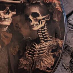 Skeleton Wedding Photo Wall Art - Wood Sign Plaque Halloween Day Of The Dead -Photo Transfer - thumbnail 3