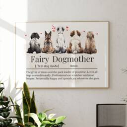 Fairy Dogmother Definition Print With Bigger Dogs, Dog Walker Gift, Mum Doggy Daycare Owner, Larger Dogs Wall - thumbnail 1