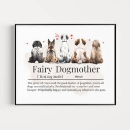Fairy Dogmother Definition Print With Bigger Dogs, Dog Walker Gift, Mum Doggy Daycare Owner, Larger Dogs Wall - thumbnail 2