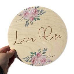 Floral Engraved Wooden Name Plaque, Nursery Decor - thumbnail 2
