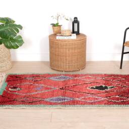 Authentic Boujaad Rug, Red Moroccan Rug 3x5 Ft - thumbnail 2