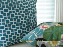 Teal Geometric Pillow Cover - Modern Throw Lumbar Cushion