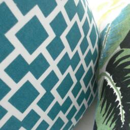 Teal Geometric Pillow Cover - Modern Throw Lumbar Cushion - thumbnail 4