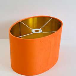 New Handmade By Order Luxury High Quality Coral Orange Velvet Fabric Lamp Shade Oval Shape Suitable For Tables & Ceilings - thumbnail 2