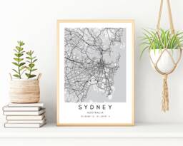 Sydney Street Map Print Minimalist Australia Wall Art - thumbnail 1