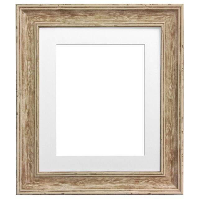 Scandi Distressed Wood Photo Frame With White Mount - image 1