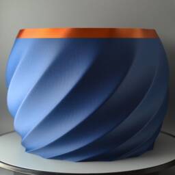 Blue Swirl Succulent Planter Modern Minimalist Decor, Bronze Accent - thumbnail 3