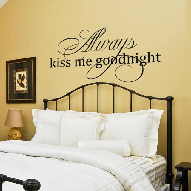 Master Bedroom Wall Decal Decor Art Always Kiss Me Goodnight Love Quote Sticker Removable Vinyl Lettering - 123 - image 1