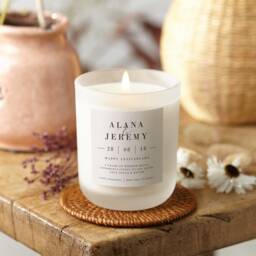 4Th Linen Anniversary Gift - Personalised Gifts For Couple Scented Candle