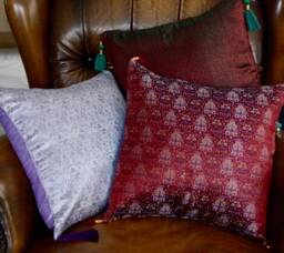 Cushion Cover in Syrian Silk Brocade & Matching Dupion Available Several Colors Damascus Series