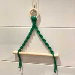 Green Macrame Toilet Roll Holder Wall Mounted, Boho Bathroom Decor Accessories, Neutral Farmhouse Home Decor, Rope Loo Paper Tissue - thumbnail 4