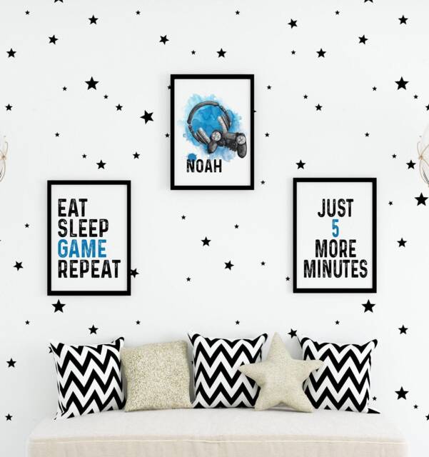 Gamer Prints - A4 Personalised Gaming Poster Room Decor Blue Print Bedroom - image 1