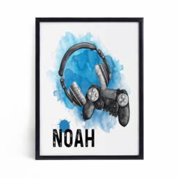 Gamer Prints - A4 Personalised Gaming Poster Room Decor Blue Print Bedroom - thumbnail 3