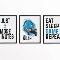 Gamer Prints - A4 Personalised Gaming Poster Room Decor Blue Print Bedroom - thumbnail 2