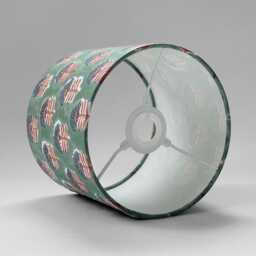 Handmade Lampshade With Indian Block Print Fabric - Floral Pattern On Sage Green Boho Home Decor Soft Lighting Accent - thumbnail 2
