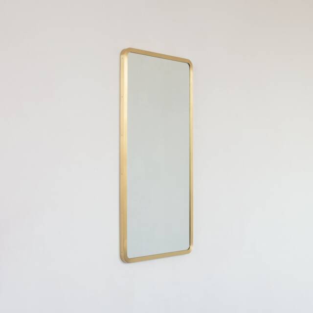 Quadris??? Rectangular Modern Mirror With Handcrafted Brass Full Frame - Xl - image 1