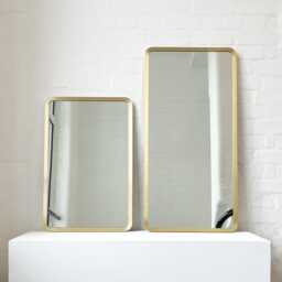 Quadris??? Rectangular Modern Mirror With Handcrafted Brass Full Frame - Xl - thumbnail 4