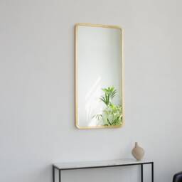 Quadris??? Rectangular Modern Mirror With Handcrafted Brass Full Frame - Xl - thumbnail 3