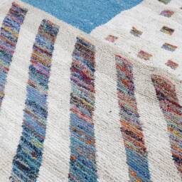 Handmade Boujad Wool Rug Abstract Multicolored Moroccan Carpet - thumbnail 4