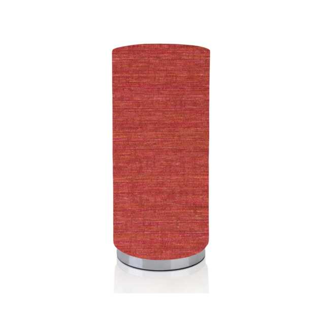 Handmade Elysian Cayenne Fabric Lamp, Chrome Base, Red Orange Nightlight - image 1