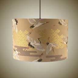 Luxury Oriental Art Deco Japanese Cranes Lampshade Beige & Gold - thumbnail 2