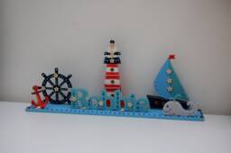 Personalized Nautical Girls Boys Bedroom Name Sign, Wooden Nursery Decor - thumbnail 1