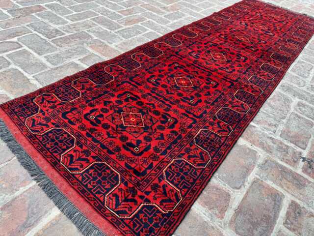 2x9 Afghan Bukhara Wool Runner - Authentic Hand-Knotted Geometric Design Long Oriental Carpet For Hallway, Entryway Or Living Room Accent - image 1
