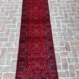 2x9 Afghan Bukhara Wool Runner - Authentic Hand-Knotted Geometric Design Long Oriental Carpet For Hallway, Entryway Or Living Room Accent - thumbnail 3