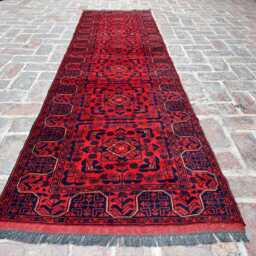 2x9 Afghan Bukhara Wool Runner - Authentic Hand-Knotted Geometric Design Long Oriental Carpet For Hallway, Entryway Or Living Room Accent - thumbnail 2