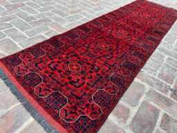2x9 Afghan Bukhara Wool Runner - Authentic Hand-Knotted Geometric Design Long Oriental Carpet For Hallway, Entryway Or Living Room Accent - thumbnail 1