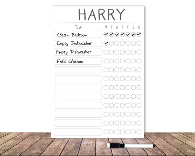 Personalised Chore Chart For Kids Whiteboard - Custom Children's List Dry Erase Board Job - image 1
