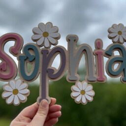 Personalised Flower Daisy Name Sign - Acrylic & Oak Wood Nursery Decor - thumbnail 2