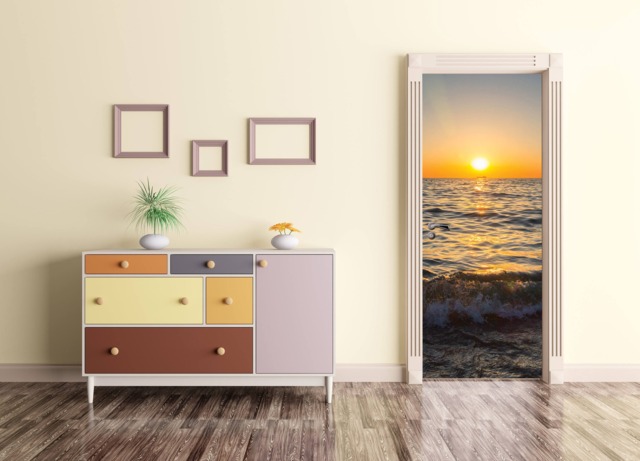 Sunrise Ocean Door Mural Peel & Stick Decal - image 1