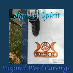 Triple Moon With Triquetra Blessed Be Wood Carving Wiccan Greeting Wall Hanging Celtic Goddess Pagan Witch Altar Housewarming Art Decor - thumbnail 3