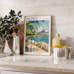 Sydney Opera House Travel Poster Australian Coastal Art Print - thumbnail 3