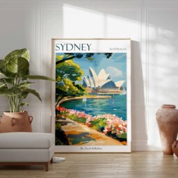 Sydney Opera House Travel Poster Australian Coastal Art Print - thumbnail 2