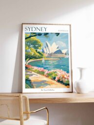 Sydney Opera House Travel Poster Australian Coastal Art Print - thumbnail 1