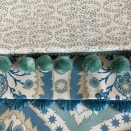 Designer Cushion Cover Professionally Made Camilla Pretty Blue Fan Edge Trim 45cmsq - thumbnail 3