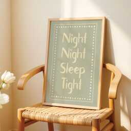 Night Sleep Tight, Cosy Bedroom Print, Kids Nursery Decor, Childrens Room Poster, Pastel Green Wall Art/Unframed - thumbnail 2