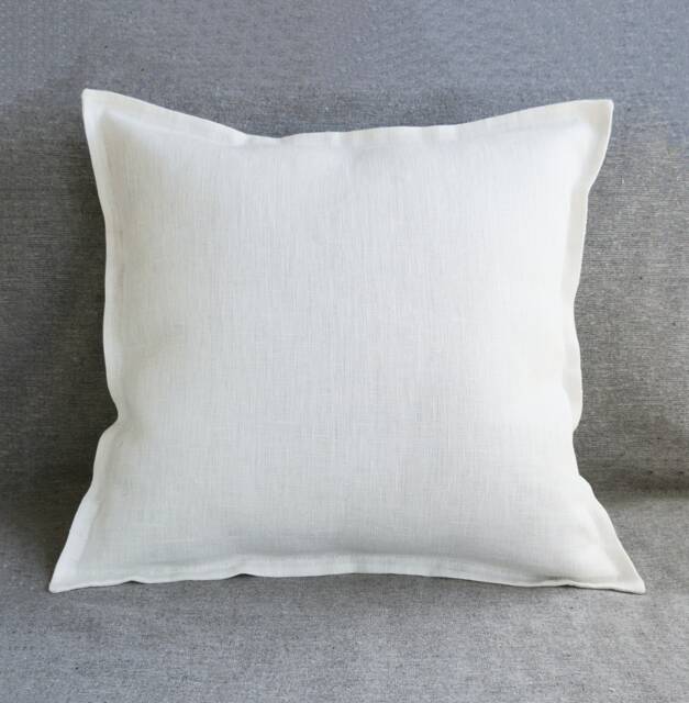 Flange Linen Pillow Case White, Throw Covers 20x20 Farmhouse, Euro Shams 26x26, Linen Bedding - image 1