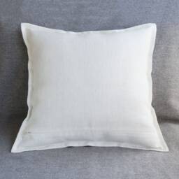 Flange Linen Pillow Case White, Throw Covers 20x20 Farmhouse, Euro Shams 26x26, Linen Bedding - thumbnail 2