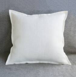 Flange Linen Pillow Case White, Throw Covers 20x20 Farmhouse, Euro Shams 26x26, Linen Bedding - thumbnail 1