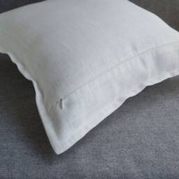Flange Linen Pillow Case White, Throw Covers 20x20 Farmhouse, Euro Shams 26x26, Linen Bedding - thumbnail 3
