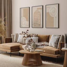 Set Of 3 Boho Beige Islamic Wall Art Ayatul Kursi Surah Fatiha Ikhlas - thumbnail 3