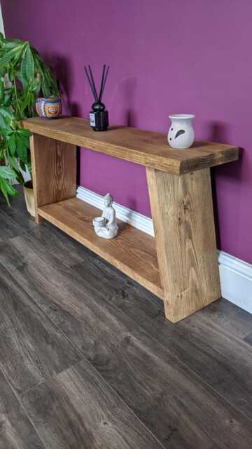 Handmade Rustic Wooden Tv Console Unit Farmhouse Bedside Shelf Table Book - image 1