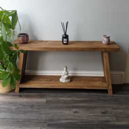Handmade Rustic Wooden Tv Console Unit Farmhouse Bedside Shelf Table Book - thumbnail 3