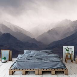 The Mystery Of The Mountains Mural, Misty Mountain Shadow, Hazy Silhoutte Wallpaper, Wall D??cor, Decal, Room D??cor - thumbnail 2