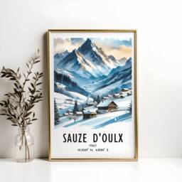 Sauze D'oulx Poster Print - Watercolour Ski Alpine Art - Travel Wall Artwork Skiing Gifts Italian Alps Decor Resort Snowboard Gift - thumbnail 3
